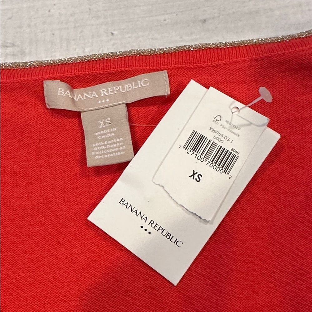 Banana Republic Sz XS Vibrant Coral Cardigan • NWT! - Picture 6 of 9